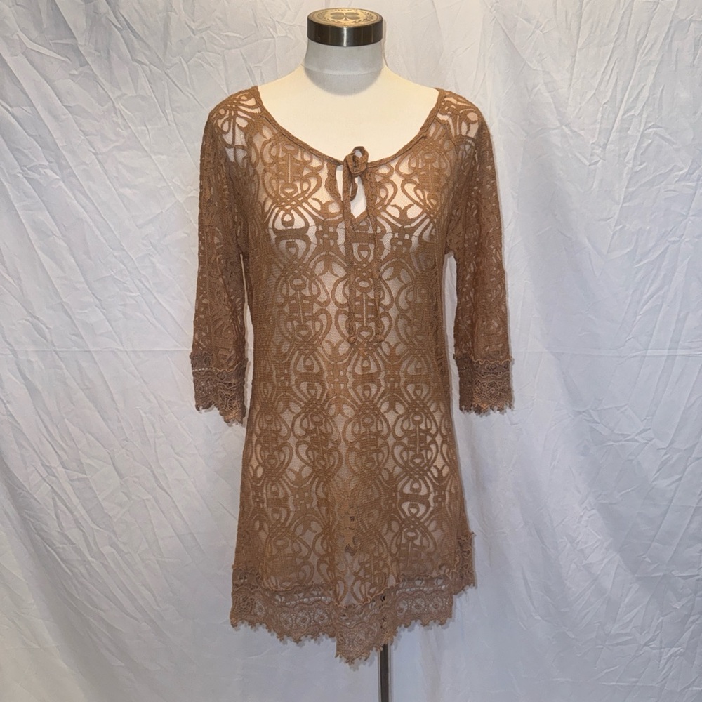 Y2K 2000s Boho Coconut Girl Lace Mini Slip Coverup Dress